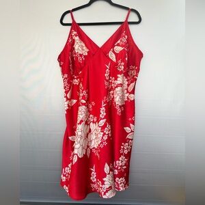 Cacique Red Floral Satin Lingerie Slip Dress Plus Size 26/28
